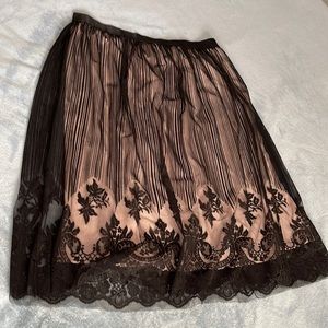 Black lace skirt over pink underskirt. Perfect for summer! Size xxl.